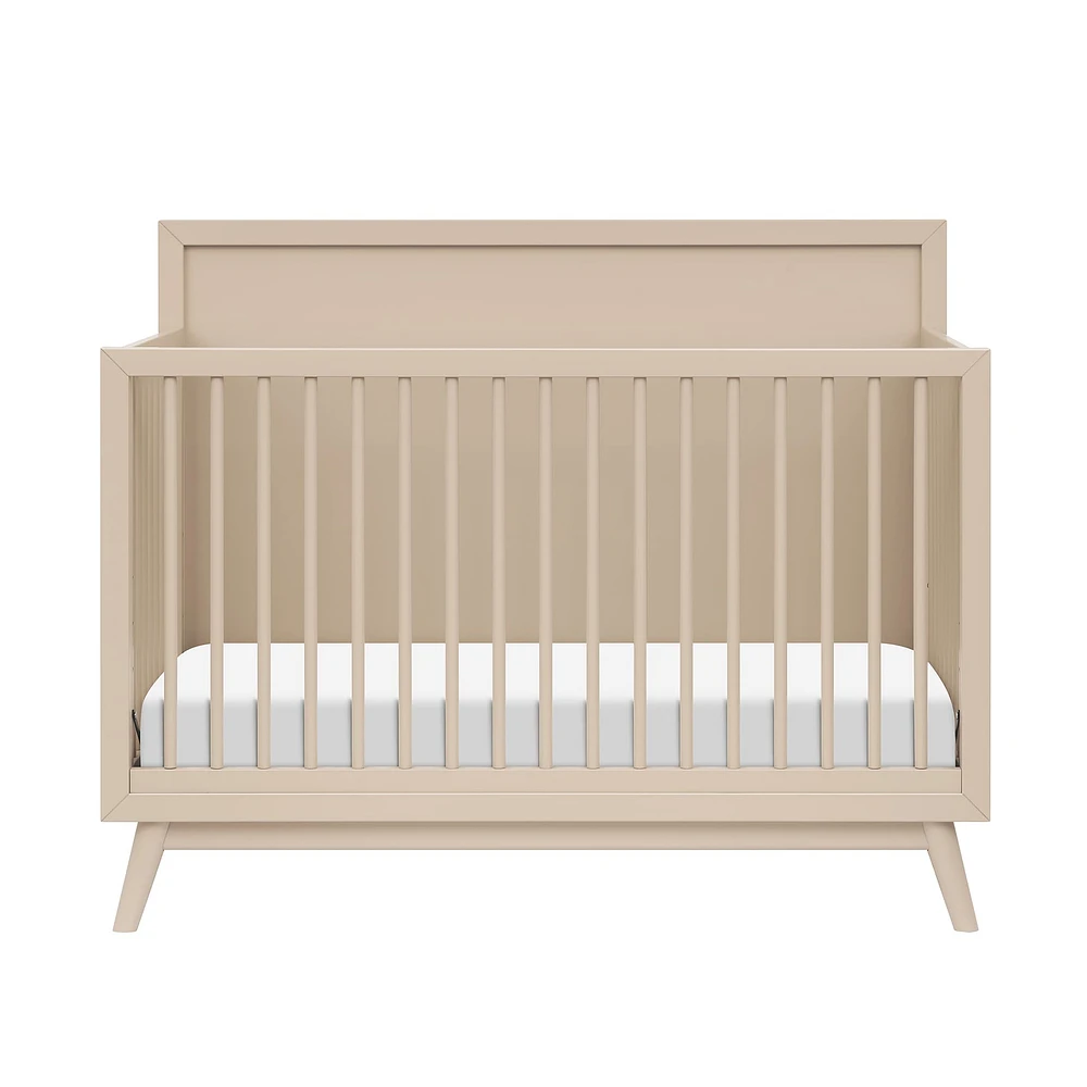 Palma Mid-Century 4-in-1 Convertible Crib with Toddler Bed Conversion in Taupe