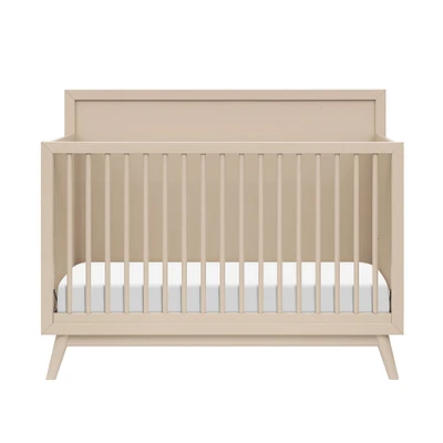 Palma Mid-Century 4-in-1 Convertible Crib with Toddler Bed Conversion in Taupe