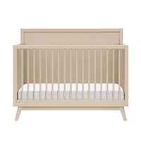 Palma Mid-Century 4-in-1 Convertible Crib with Toddler Bed Conversion in Taupe