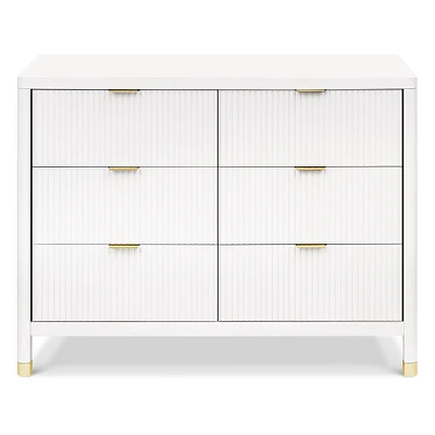 Bureau 6 tiroirs Brimsley Tambour - Blanc Chaud