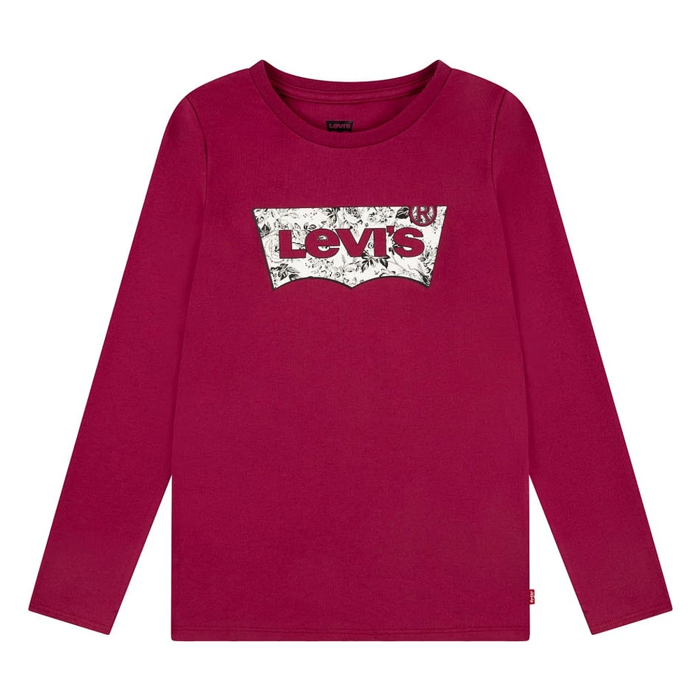 T-Shirt Manches Longues Batwing Roses 7-16ans