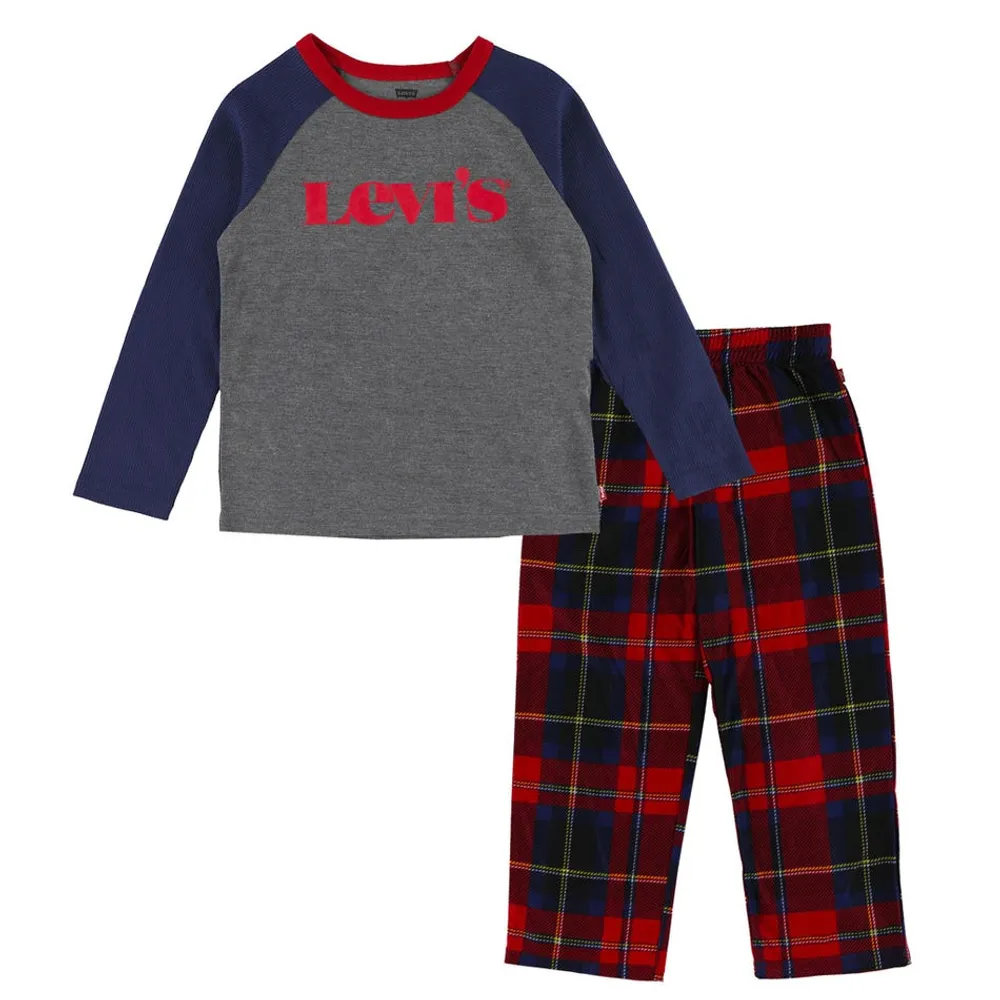 Plaid LS Pant PJ Set 4-12y