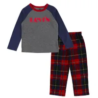 Plaid LS Pant PJ Set 4-12y