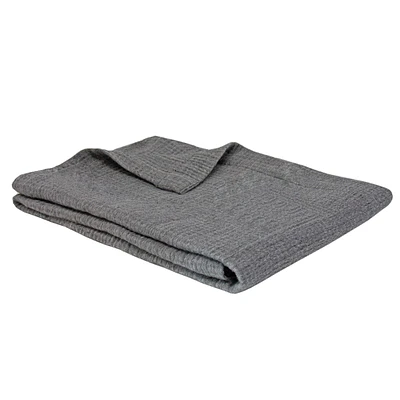 Textured Blanket Cotton Grey