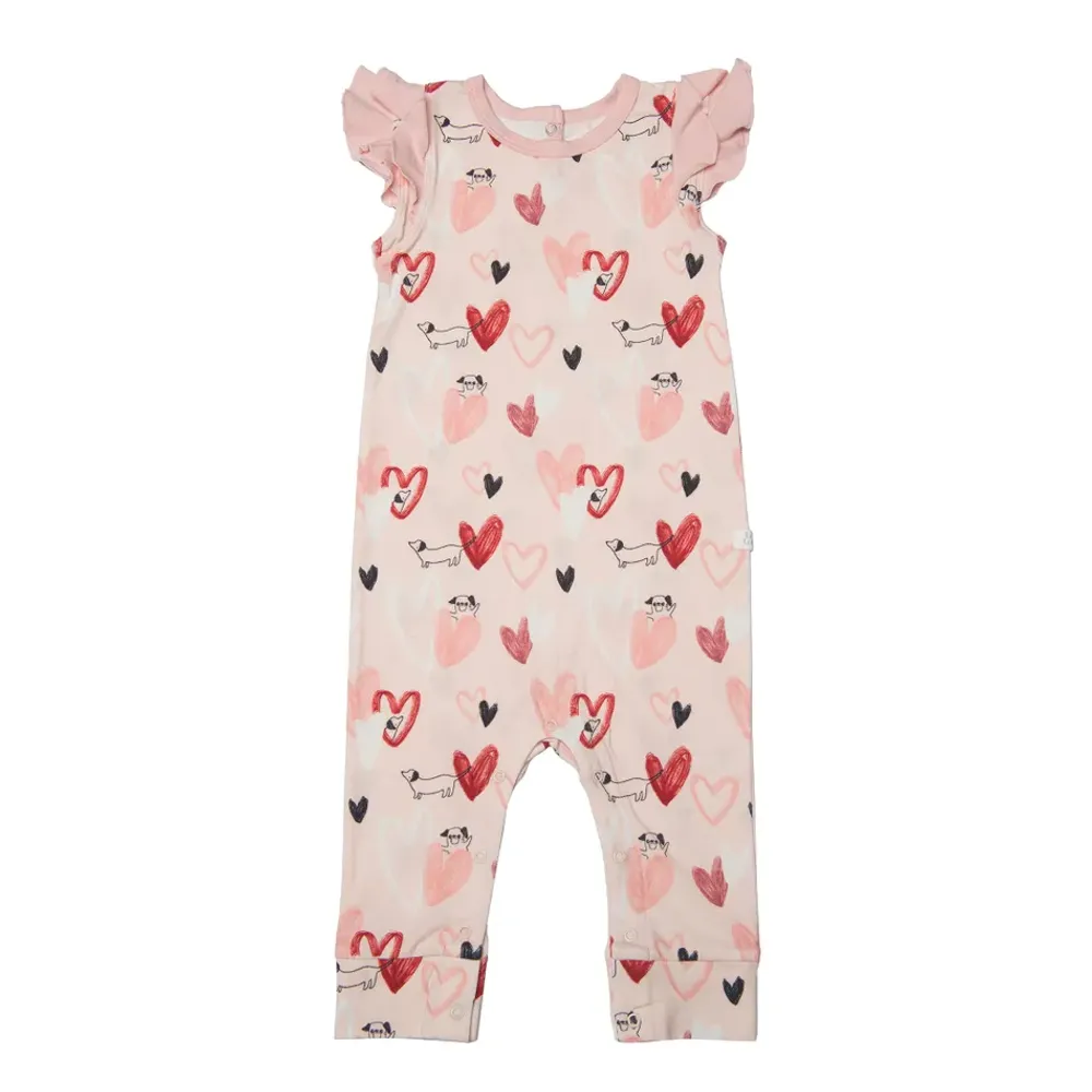 Pink Pup Ruffle Romper 0-24m