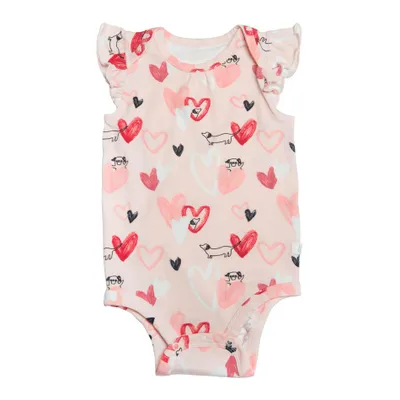 Pink Pup Ruffle Bodysuit 0-24m