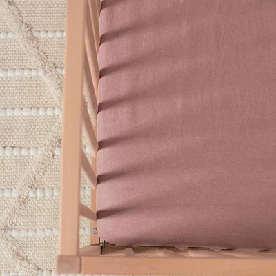 Dusty Rose Linen Crib Sheet