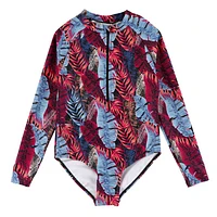 Palm Leaves Long Sleeves UV Swimsuit 2-14y