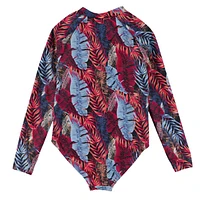 Palm Leaves Long Sleeves UV Swimsuit 2-14y