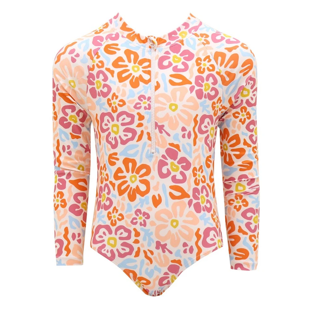 Flower Power Long Sleeves Swimsuit 2-14y