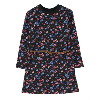 Robe Ouatée Ceinture Fleurs 7-14ans