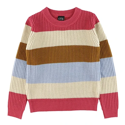 Pull Tricot Rayé Fleurs 7-14ans