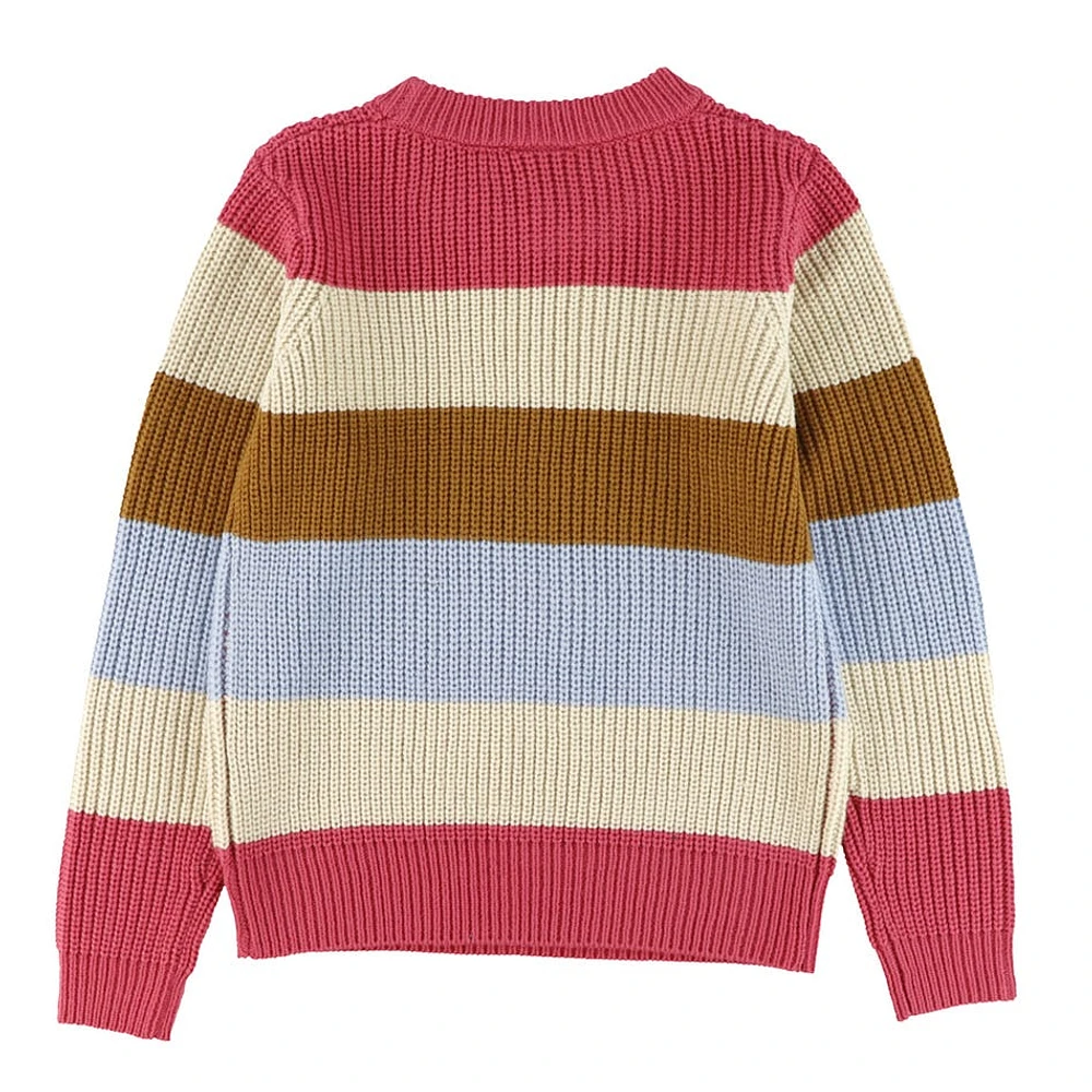Pull Tricot Rayé Fleurs 7-14ans