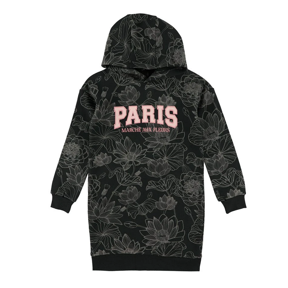 AOP Paris Hooded Dress 7-14y