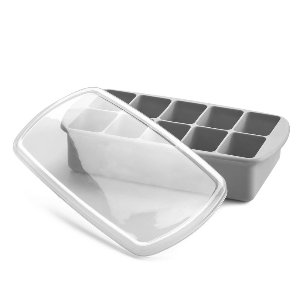 Silicone Baby Food Freezer Tray with Lid - Grey