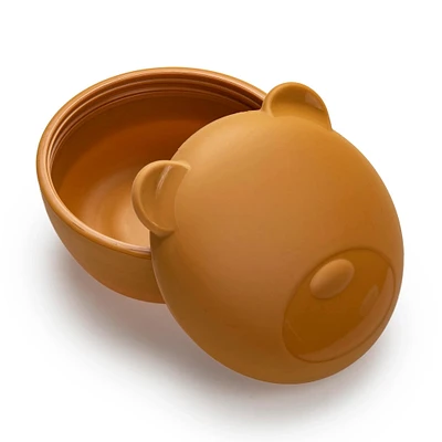Silicone Animal Bowls with Lid - Bear Brown