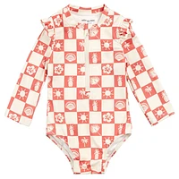 Checkered Long Sleeves Swimsuit 6-24m