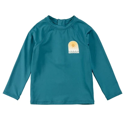 Teal Long Sleeves Rashguard 3-6y