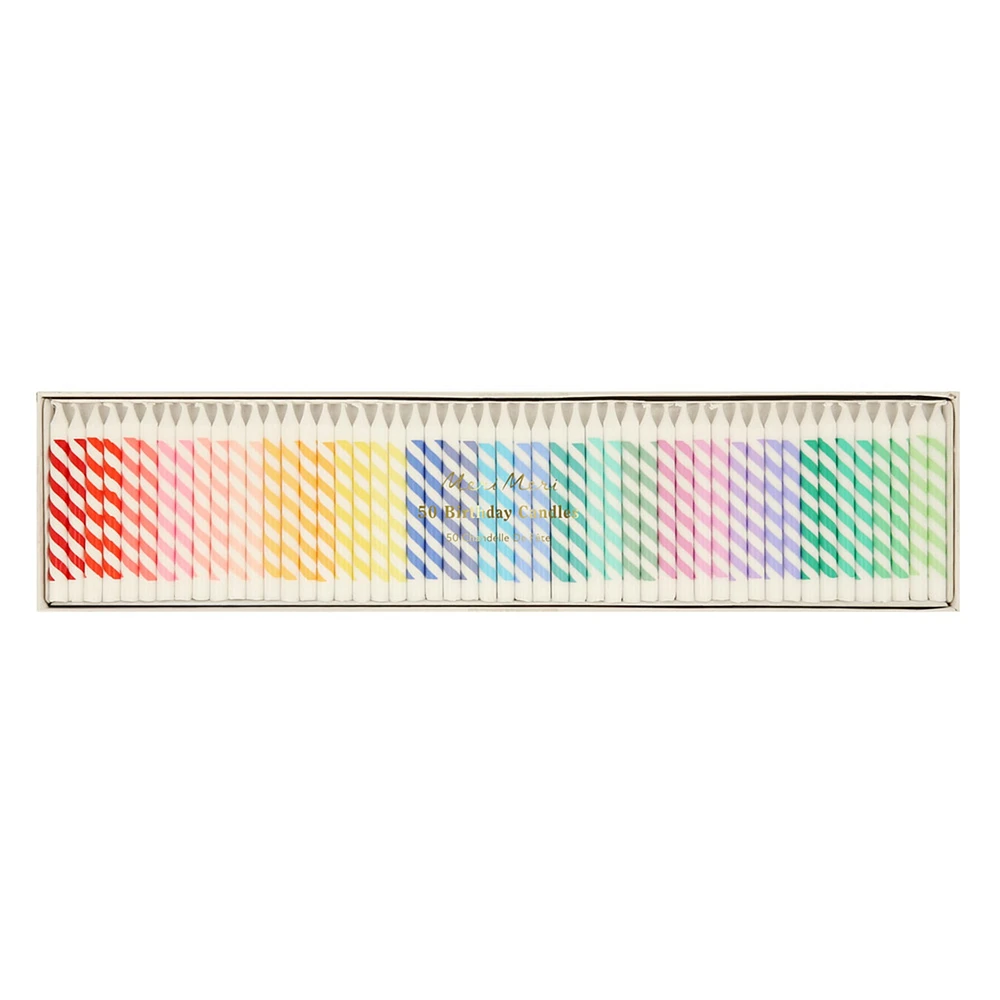 Rainbow Striped Mini Candles (50)