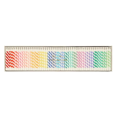 Rainbow Striped Mini Candles (50)