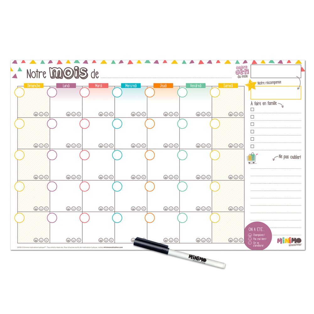 Calendrier Mensuel Familial Horizontal