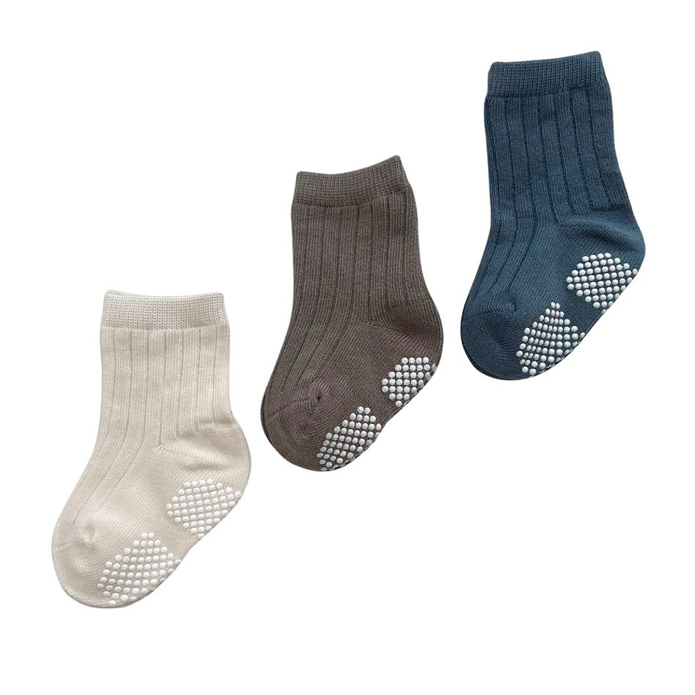 Bas Paquet de 3 Gris Bleu Pointures 6-36mois