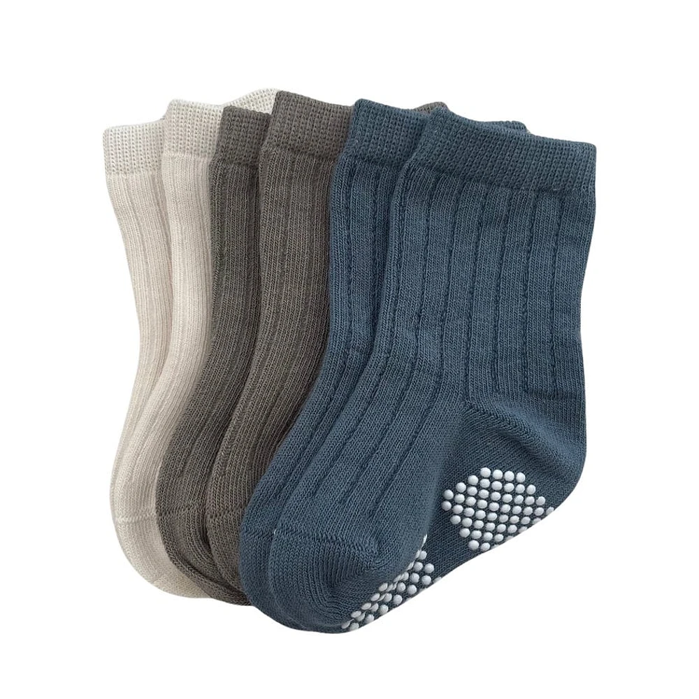 Bas Paquet de 3 Gris Bleu Pointures 6-36mois