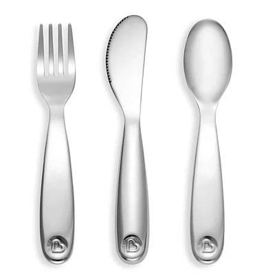 Polish™ Stainless Steel Toddler Fork, Knife & Spoon Set