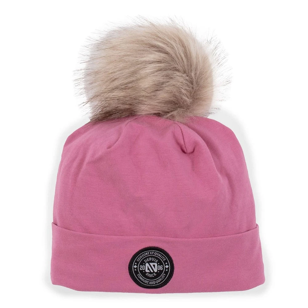 Tuque Pompon Unie Rose 7-14ans