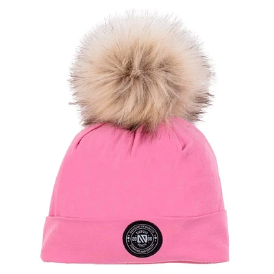 Pink Lined Pompom Beanie 7-14y