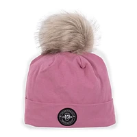 Tuque Pompom Unie Rose 2-6ans