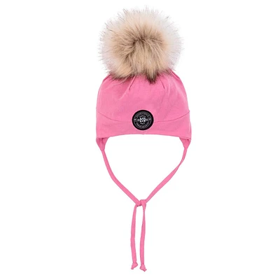 Pink Lined Beanie 12-24m