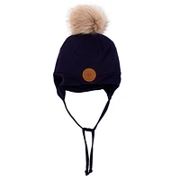 Navy Lined Beanie 2-6y