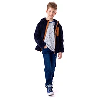 Navy Sherpa Hooded Jacket 3-10y