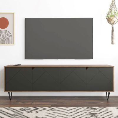 Slim Tv Stand - Nutmeg Charcoal