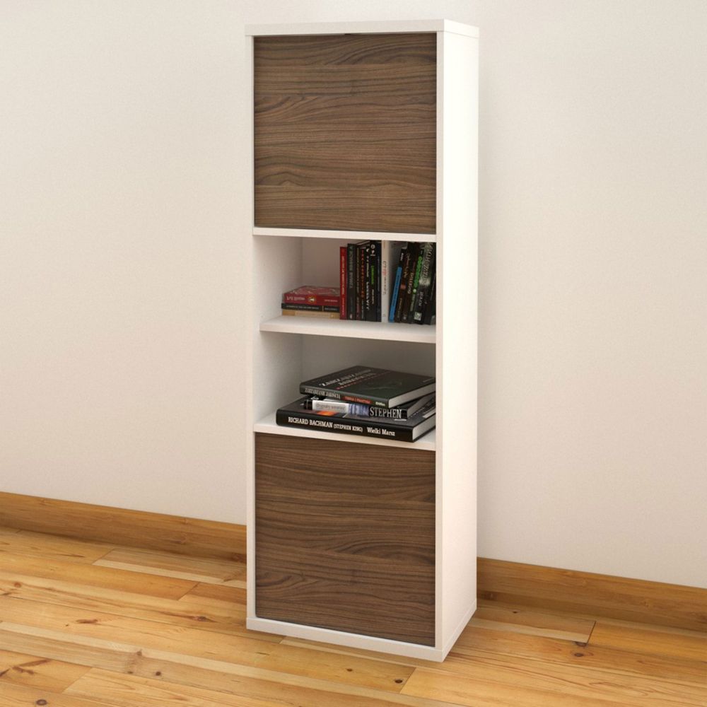 Liber-T Bookcase 2-Door - White / Walnut