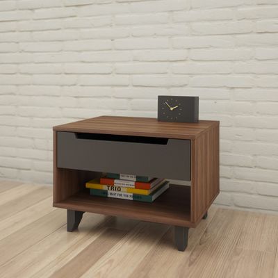 Alibi Nightstand - Walnut & Charcoal