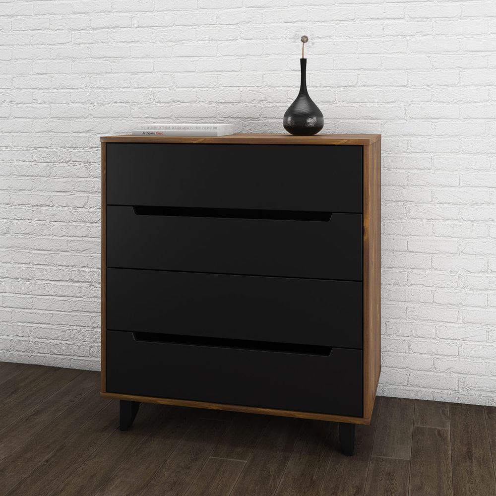 Aston 4-Drawer Chest - Truffle & Black