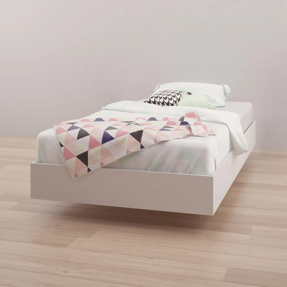 Acapella Twin Size Platform Bed - White