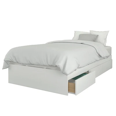 Aruba Twin Size Bed 3-Drawer - White