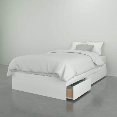 Aruba Twin Size Bed 3-Drawer - White