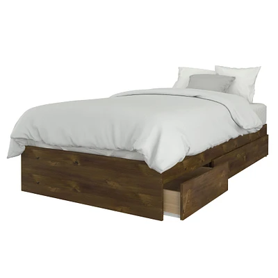 Oscuro Twin Size Bed 3-Drawer - Truffle