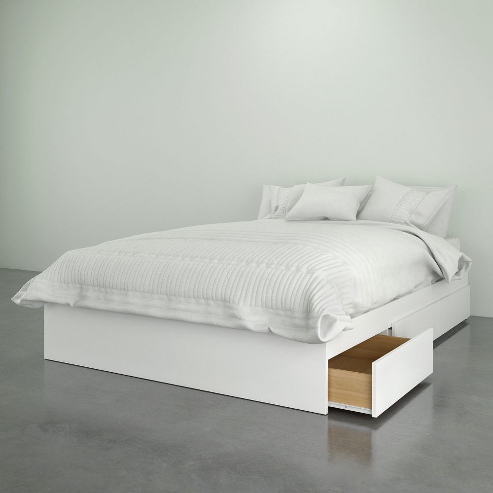 Arcadia Double Size Bed 3-Drawer - White