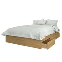 Bali Double Size Bed 3-Drawer - Natural Maple