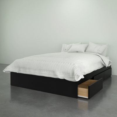 Avenue Double Size Bed 3-Drawer - Black