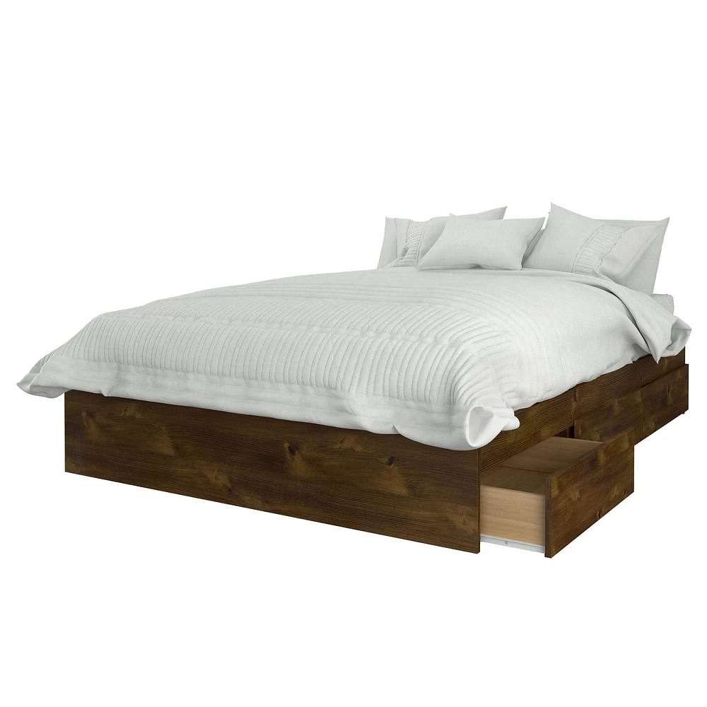 Oscuro Double Size Bed 3-Drawer - Truffle