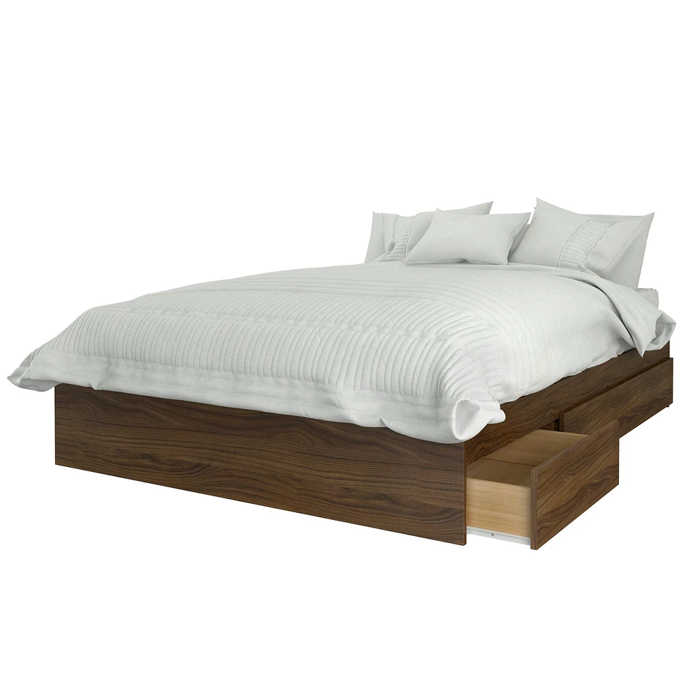 Boreal Double Size Bed 3-Drawer - Walnut