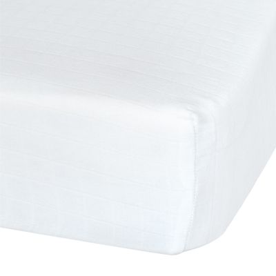 Crib Fitted Sheet Muslin - White