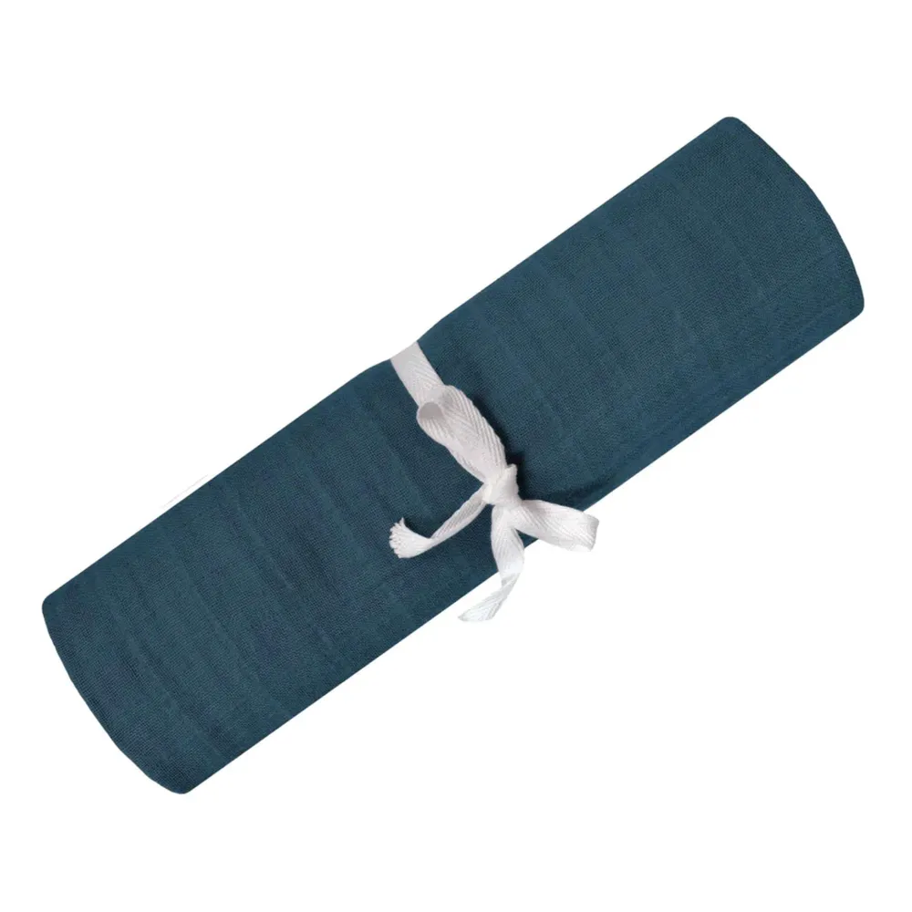 Muslin Swaddle Blanket - Navy