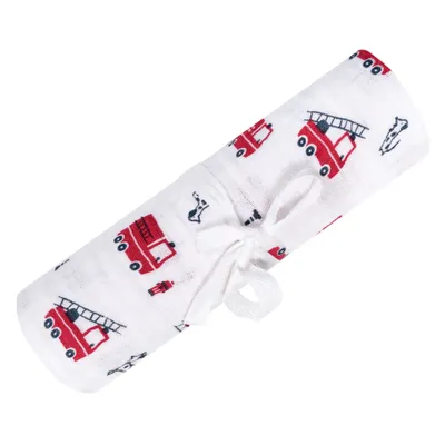 Muslin Swaddle Blanket - Fire Trucks